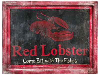 Weathered Red Lobster Double Sided Sign Props, Prop Hire