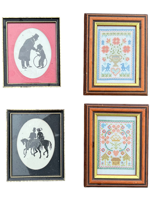 Small Framed Tapestries and Victorian Silhouettes Props, Prop Hire
