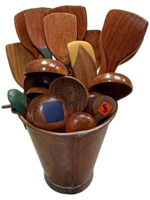 Vintage Large Wood Spoons Spatulas Ladles Props, Prop Hire