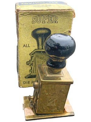Vintage Brass Plate Dater Stamp Props, Prop Hire