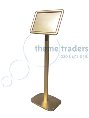 A4 Gold Sign Holder Stands Props, Prop Hire
