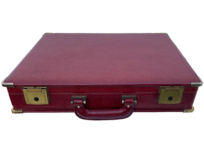Executive Burgundy Budget Box Style Briefcase Props, Prop Hire