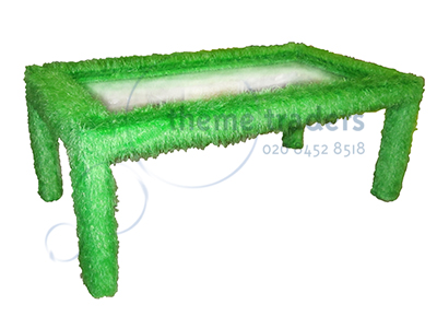 Green Fluffy Table - Faux Grass Props, Prop Hire