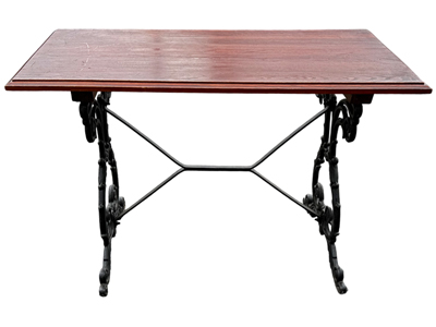 Rectangular Wooden Table with Cast Iron Legs Props, Prop Hire