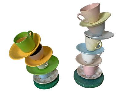 Teacup Wobbly Alice Stacks Props, Prop Hire