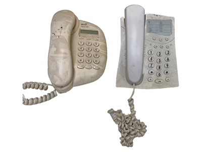 Slimline Cream Shaped Telephones Props, Prop Hire