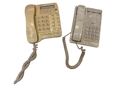 Cream Office Telephones Props, Prop Hire