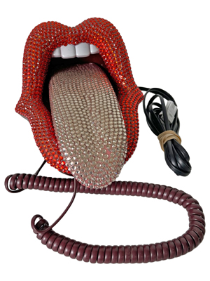 Diamante Lip Tongue Telephone Props, Prop Hire