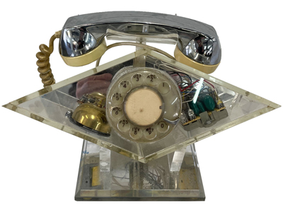 Exceptional 80s Perspex Chrome Telephone Props, Prop Hire