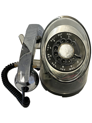 Chrome Perspex Designer Exclusive Telephone Props, Prop Hire