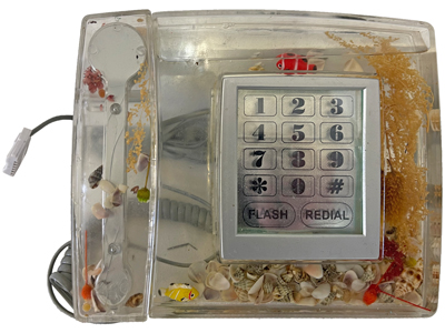 Rare Perspex Water Filled Tropical Telephone Props, Prop Hire