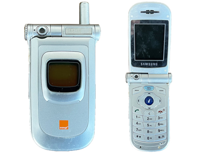 Samsung Silver Retro Space Age Mobile Telephone Props, Prop Hire