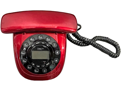 Red Idect Push Button Telephone Props, Prop Hire