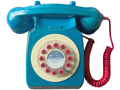 Teal Push Button Telephone Props, Prop Hire