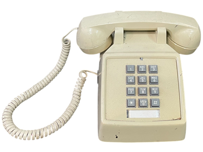 Coffee Cream Square Push Button Telephone Props, Prop Hire