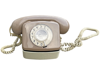 Unusual Rare Plastic Retro Dial Telephone with Wall or Desk Stand Props, Prop Hire