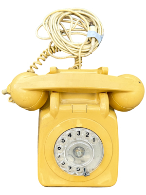Mustard Retro Rotary Dial Telephone Props, Prop Hire