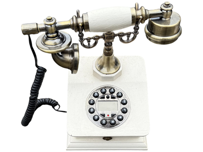 Elegant Upright White Retro Telephone (pair available) Props, Prop Hire