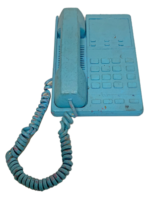Blue Painted Telephone Props, Prop Hire