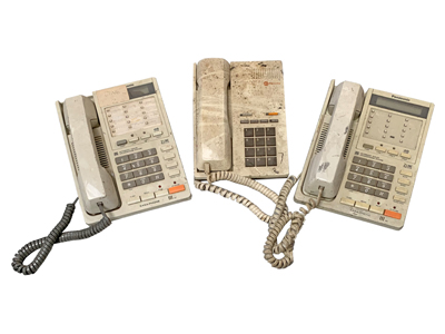 Bomblast Grey Office Telephones Props, Prop Hire