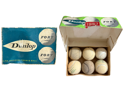 1967 Retro Tennis Balls in Box Props, Prop Hire