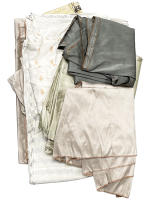 Silk and Heraldic Historic Bed Sheets Props, Prop Hire