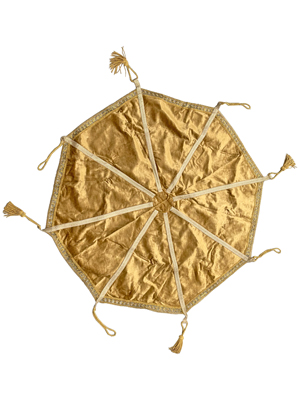 Velvet Gold Embroidered Round Hanging Props, Prop Hire