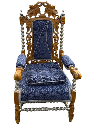 Magnificent Purple Fantasy Baronial Thrones (3 available) Hand Carved Wood Props, Prop Hire