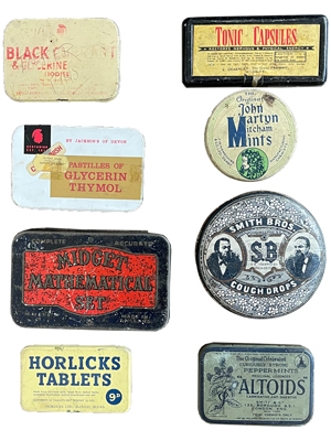 Product Tins Vintage Props, Prop Hire