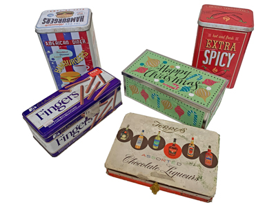 Advertising Display Square Tins Props, Prop Hire