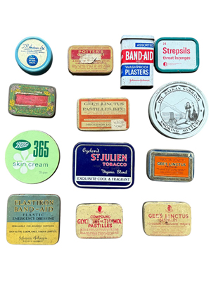 Vintage Product Tins Props, Prop Hire