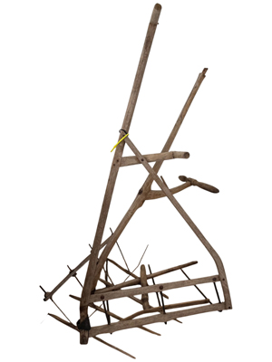 Grain Cradle and Scythe Ancient Wood Farm Tools Props, Prop Hire