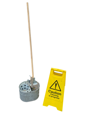 Janitors Prison Supermarket Bucket and Mop Cleaning Props, Prop Hire