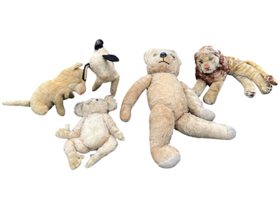 Weathered and Loved Childrens Retro Soft Toys Teddy Bear Animals Props, Prop Hire