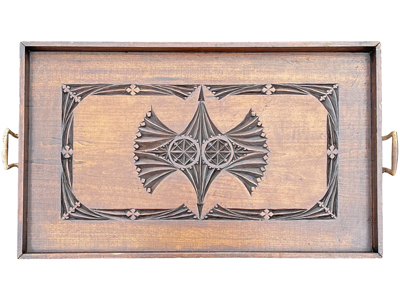 Carved Wooden Vintage Tray Props, Prop Hire