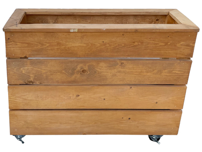 Wooden Garden Trough On Wheels Props, Prop Hire