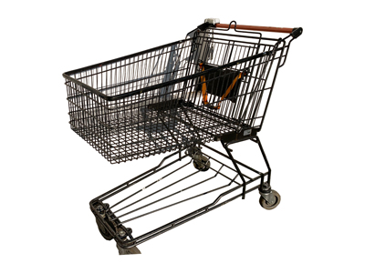 Black Orange Handle Shopping Trolley Props, Prop Hire