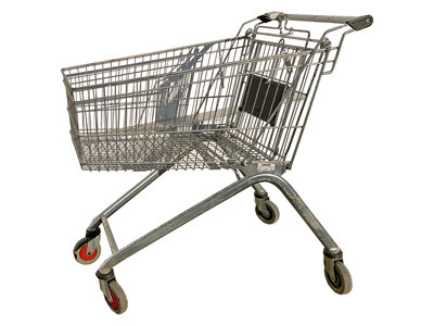Silver White Handle Shopping Trolley Props, Prop Hire