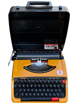Mustard Colour Typewriter in Case Props, Prop Hire