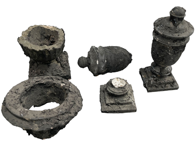 Ruin Real Stone Weathered Urns Props, Prop Hire