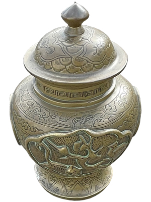 Heavy Brass Lidded 25 Centimetre Urn Props, Prop Hire