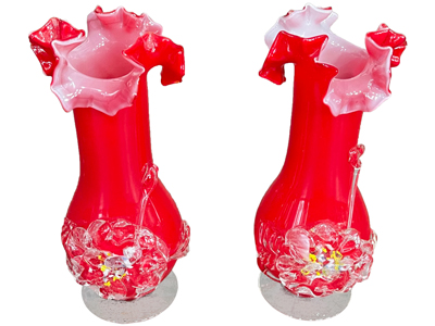 Stevens and Williams Ruffled Glass Small Vases Props, Prop Hire