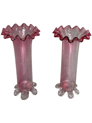 Pink Glass Vintage Vases Props, Prop Hire