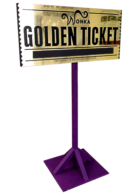 Willy Wonka's Golden Ticket Sign Props, Prop Hire